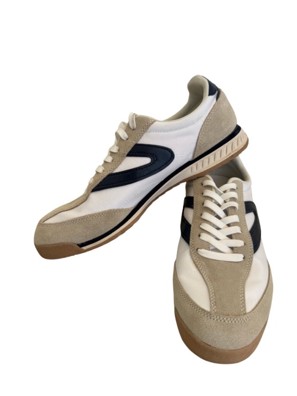 Tretorn Kristine Retro Sneakers White Navy Beige Suede Leather Women's 10 M